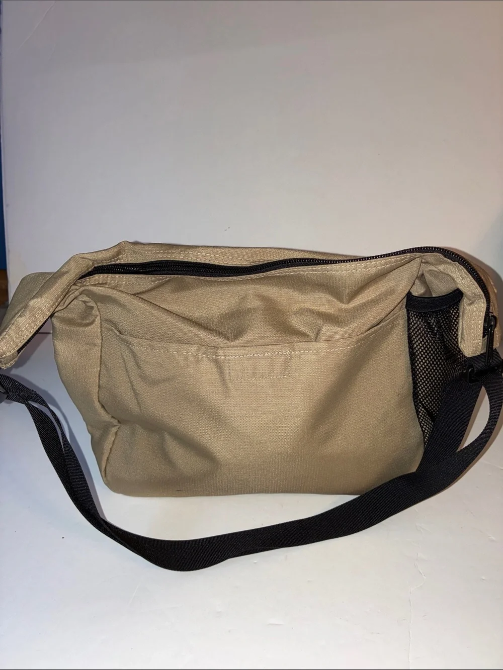 L.L. Bean Tan Nylon Crossbody Messenger Bag with Black Strap